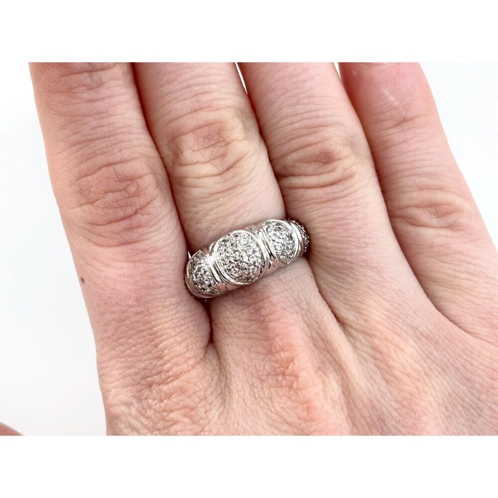 SOLD Domed Sterling Silver Pave Set Vintage Multi Gemstone Cluster Ring - sz 7 - Picture 9 of 10